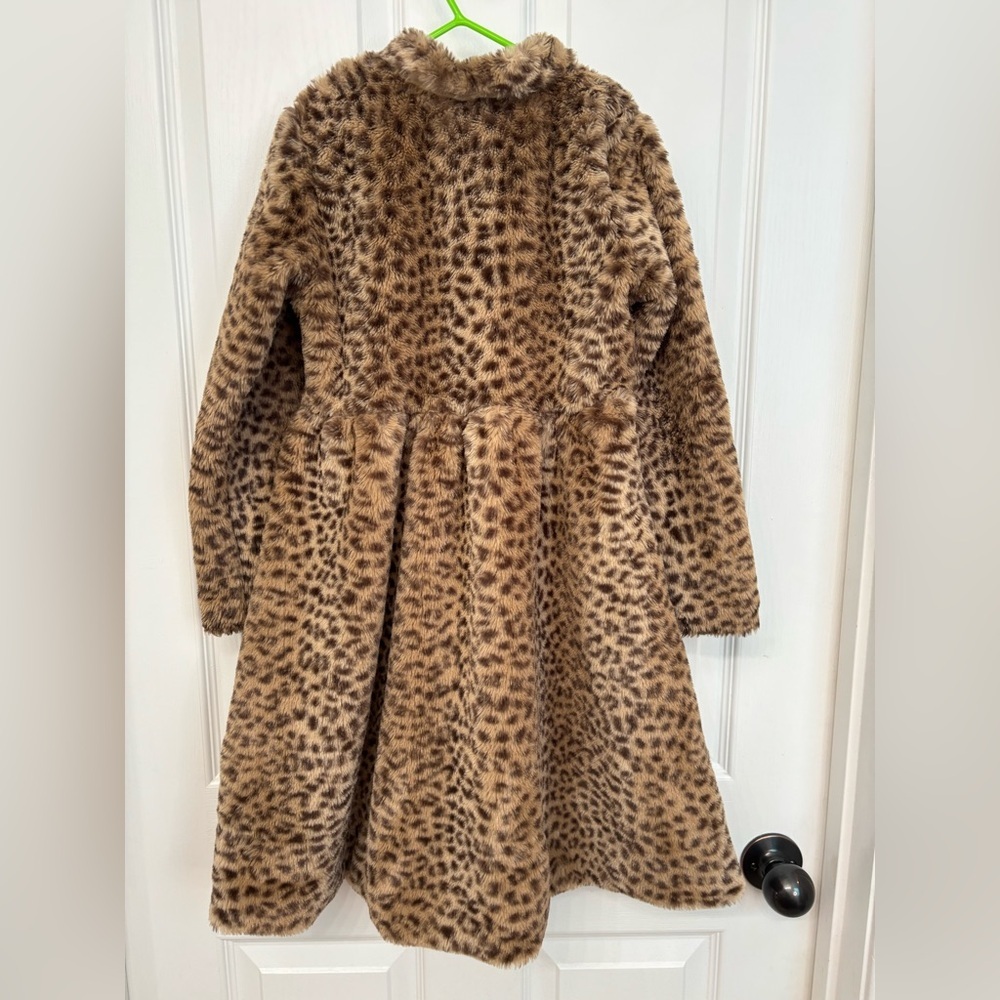 Leopard Faux Fur Dress Coat | Tahari Girls 7 - Picture 8 of 11
